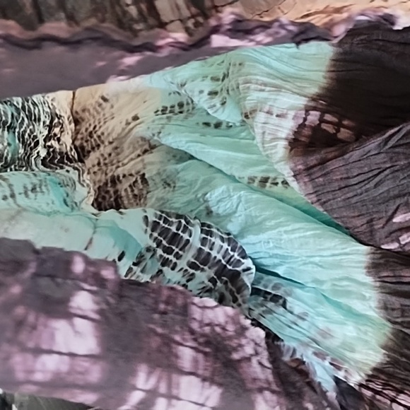 Tiered Gauzy Tie-Dyed Bohemian Hippy Full Maxi Lined Skirt M/L - Picture 6 of 9